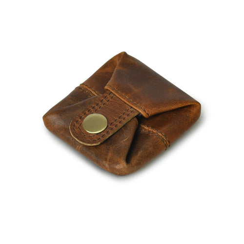 Leather Coin Purse Change Holder Pouch Pocket Wallet for Men, Vintage Brown (Pack of 1)