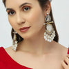 Elegant Pearl and Crystal Chandelier Earrings - Luxurious Statement Jewelry, , Traditional Indian Wedding Jewelry (Set of 1)