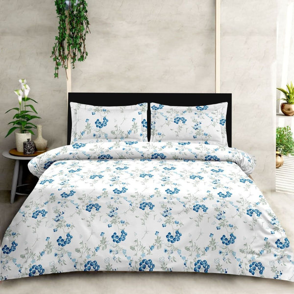 Boutique Blue Floral Print Pillowcases, Percale Pillow Covers, Soft & Durable Cotton Shams, Perfect Addition to Your Bedding Collection (108