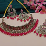 Luxurious Rani Kundan Choker Necklace Set, Earrings and Maang Tikka, Traditional Indian Wedding Jewelry (Set of 2)