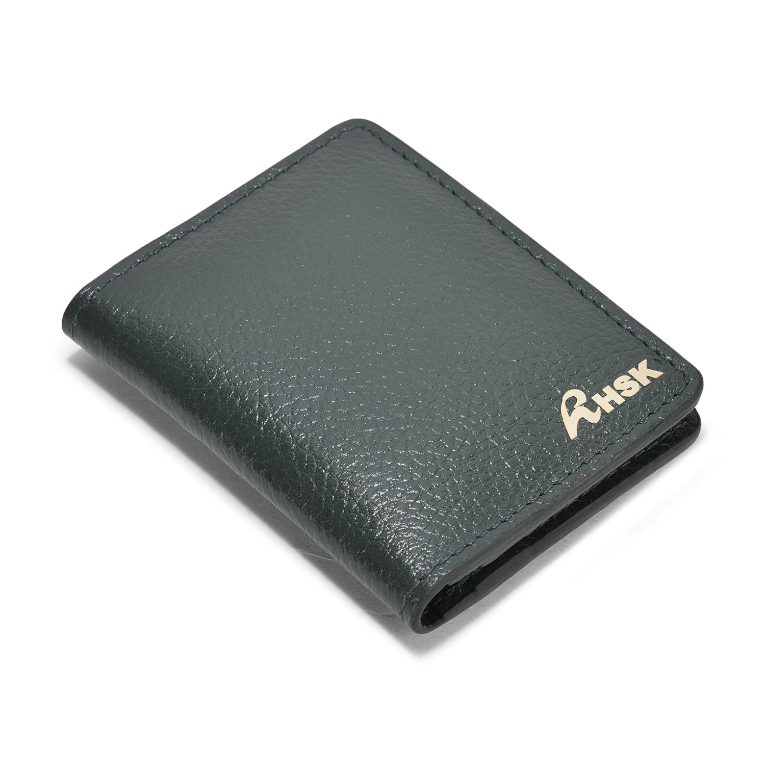 Plush Grain Card Holder, Elegant Green Leather, Compact and Practical, Perfect for Cards and Cash (Green)