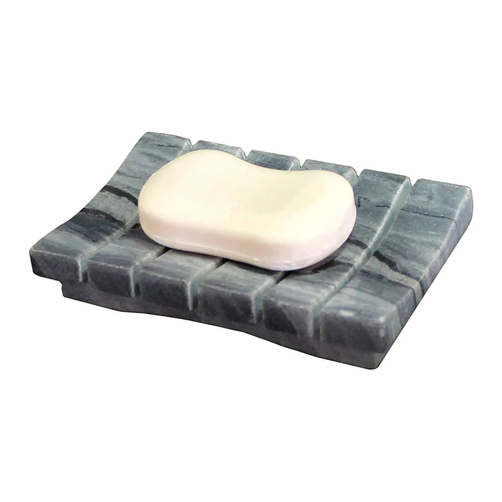 Grey Marble Soap Dish - Elegant Anti-Skid Bathroom Accessory, Smooth, Durable, Soap Storage (14x9 cm)