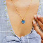 Blue Chalcedony Stone Pendant with Silver Chain