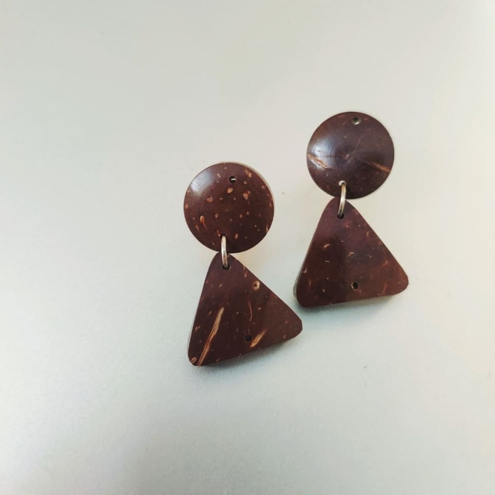 Coconut Shell Triangle Earrings