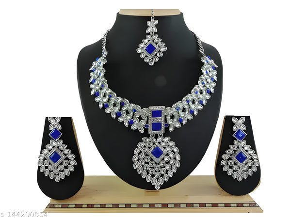 Exquisite Crystal Flower Necklace Set, , Traditional Indian Wedding Jewelry - Set of 2