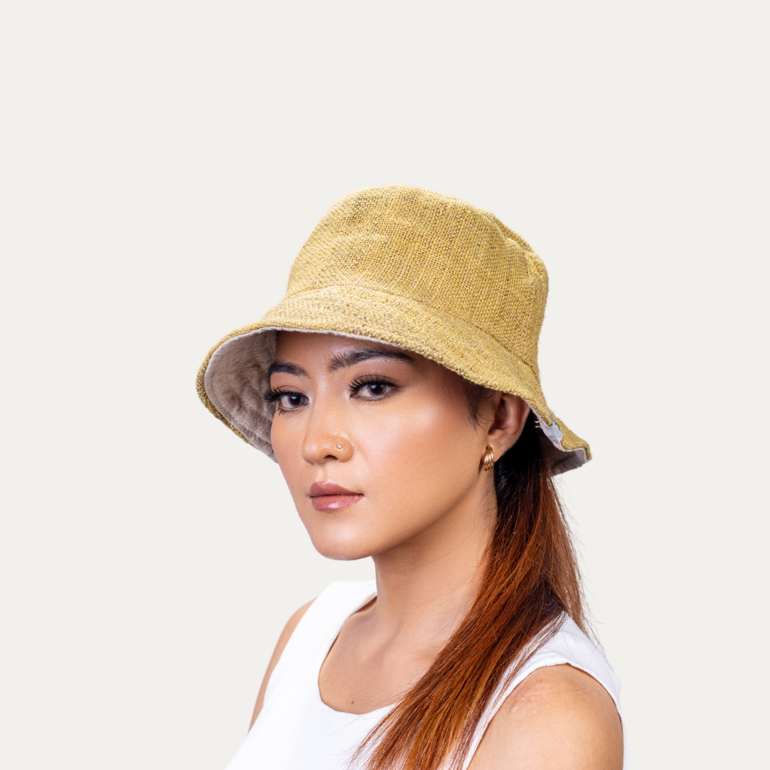 Stylish hemp bucket hat with UV protection and breathable design for cool comfort. Ideal for sunny days.