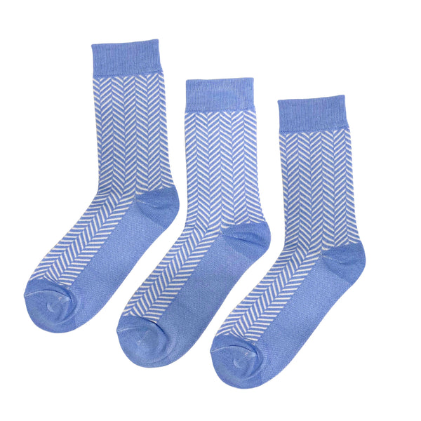 SuperGeneriX Bamboo Socks for Men, Pack of 3, Sky-blue Striped Calf-Length Socks, Odor-Free, Breathable and Antibacterial, Cushioned Base for Comfort, Luxuriously Soft and Durable