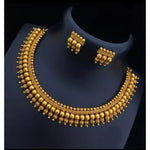 Elegant Gold-Plated Collar Necklace Set - Traditional South Indian Jewelry, Matching Earrings, Traditional Indian Wedding Jewelry (Set of 2)