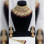 Royal Kundan Bridal Choker Necklace Set, Maang Tikka and Earrings, Traditional Indian Wedding Jewelry, Bridal Collections (Set of 2)