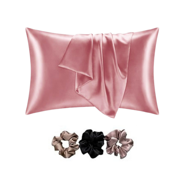 Silky Satin Pillow Cover in Rose for Hair & Skin | Standard Size Envelope Closure Pillowcase ( Set of 2 , Rose)