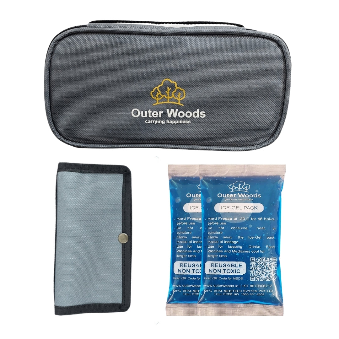 Outer Woods Insulin Cooling Travel Pouch for Diabetics with Two Ice Gel Packs | Ice Pack for Insulin | Insulin Cooler Bag for Travel | Keep Insulin Safe and Cool for 6 to 8 Hours