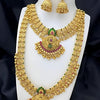 Exquisite Gold-Plated Temple Jewelry Set, Necklace, Choker and Jhumka Earrings, Traditional Indian Wedding Jewelry, Special Occassion Look(Set of 2)