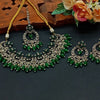 Elegant Green and Gold Indian Jewelry Set - Necklace, Earrings, and Maang Tikka, Traditional Indian Wedding Jewelry (Set of 2)