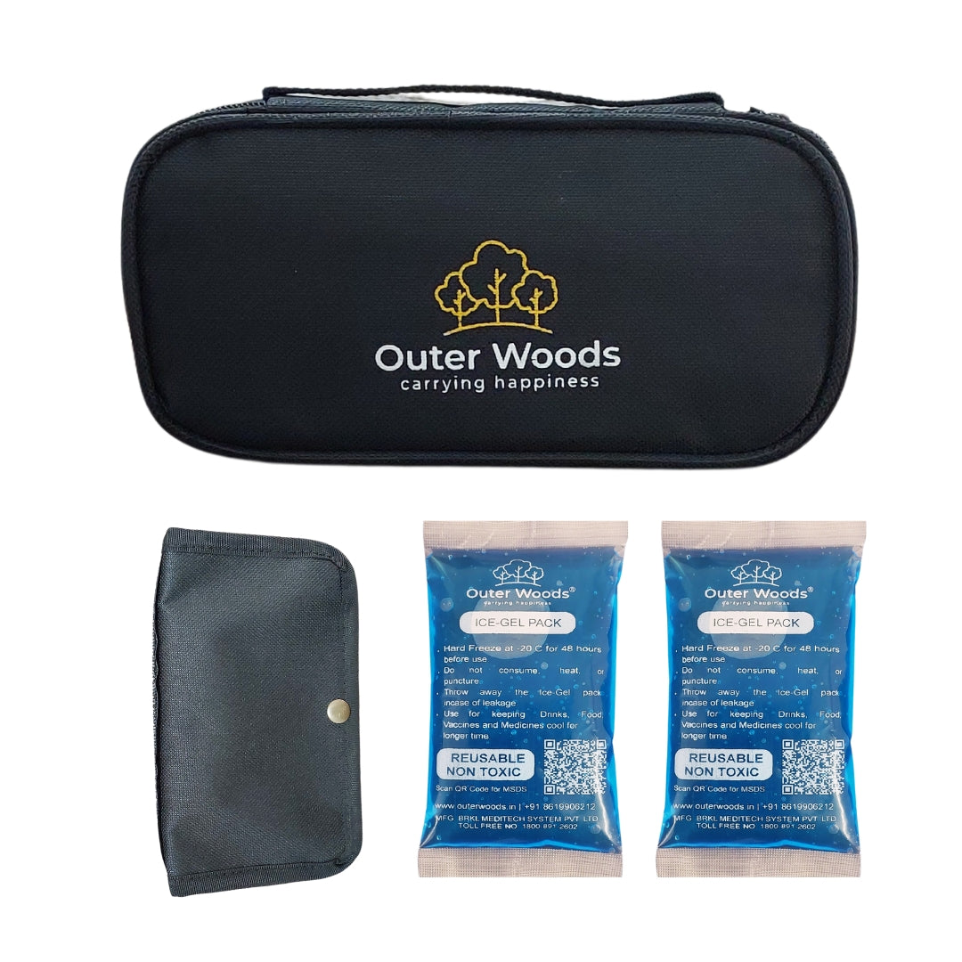 Outer Woods Insulin Cooling Travel Pouch for Diabetics with Two Ice Gel Packs | Ice Pack for Insulin | Insulin Cooler Bag for Travel | Keep Insulin Safe and Cool for 6 to 8 Hours