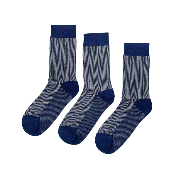 SuperGeneriX Bamboo Socks for Men, Pack of 3, Blue Striped Calf-Length Socks, Odor-Free, Breathable and Antibacterial, Cushioned Base for Comfort, Luxuriously Soft and Durable