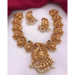 Exquisite Gold Peacock Necklace Set, Pearl Accents, Traditional Indian Wedding Jewelry (Set of 2)