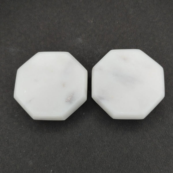 White Marble Octagon Coasters - Elegant Anti-Skid Heat-Resistant, Home Accessories, Ideal for Serving Drinks, Coffee or Tea, (10x10 cm) Set of 4