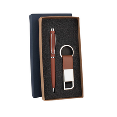 Mini Corporate Gift Set with Premium Metal Pen | Executive Gift Set with PU Leather Keychain for Customization & Special Occasions