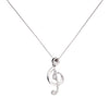 Sterling Silver Music Note Pendant with Zirconia Stone, Elegant & Affordable,Chain, Perfect Gift for Her