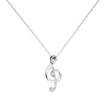 Sterling Silver Music Note Pendant with Zirconia Stone, Elegant & Affordable,Chain, Perfect Gift for Her