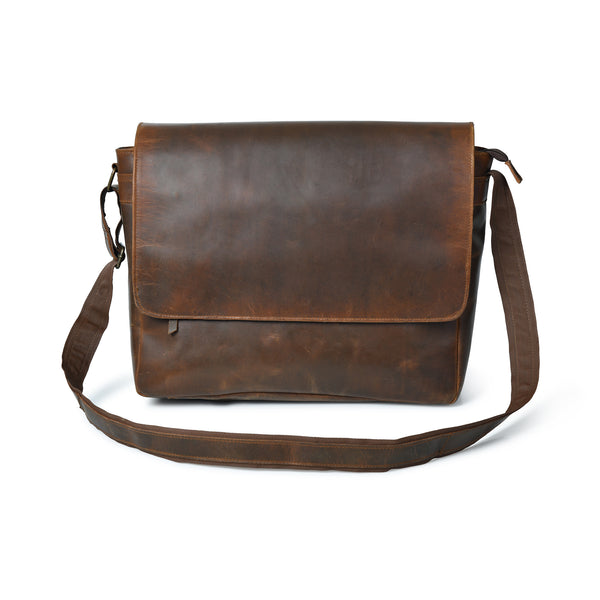 Top Grain Leather Crossbody Bag | Laptop Messenger Bag for Office