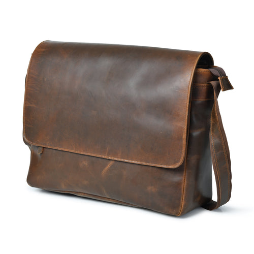 Top Grain Leather Crossbody Bag | Laptop Messenger Bag for Office