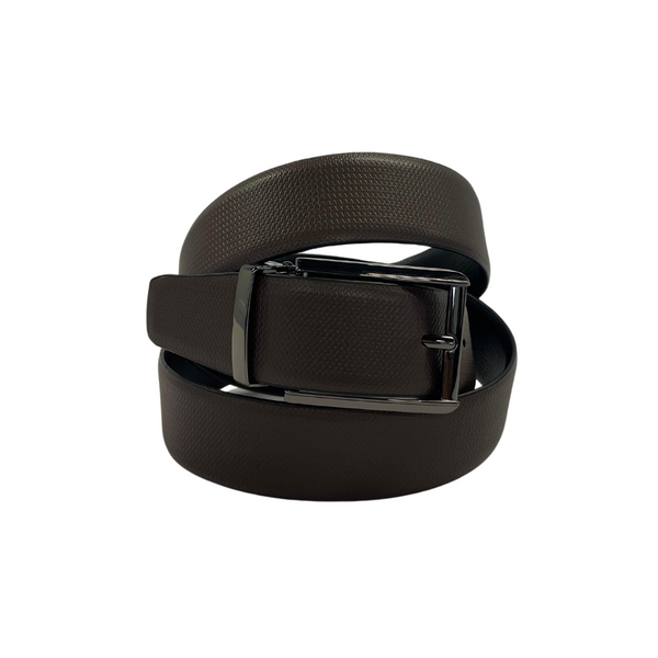 Men's Full Grain Reversible Leather Belt with Prong Buckle