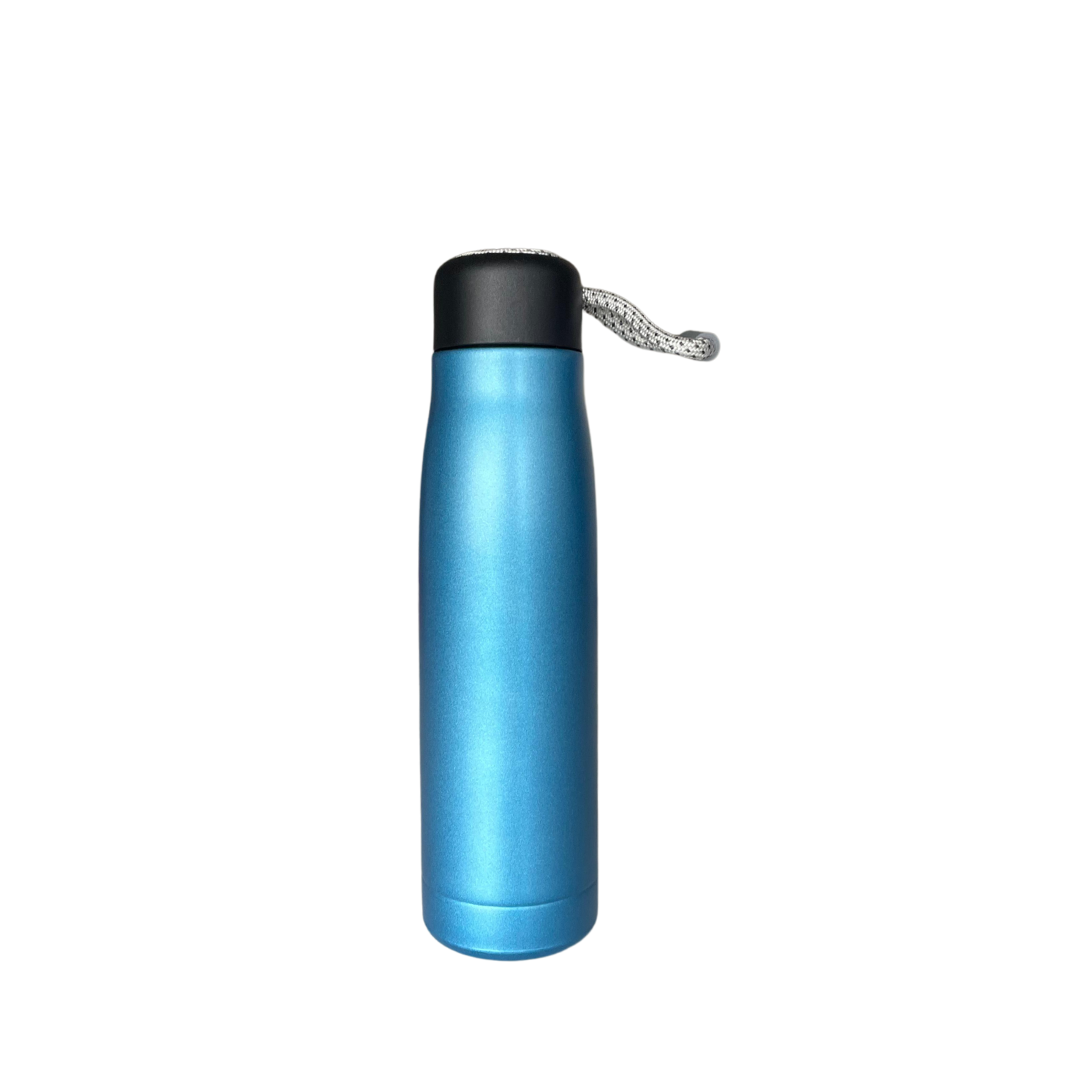 SuperGeneriX 500ml Stainless Steel Water Bottle with Carry Rope | Leak Proof Insulated Thermosteel Water Bottle, Matte Finish Drinking Bottle for Office, Gym & Travel (500ml, Blue)