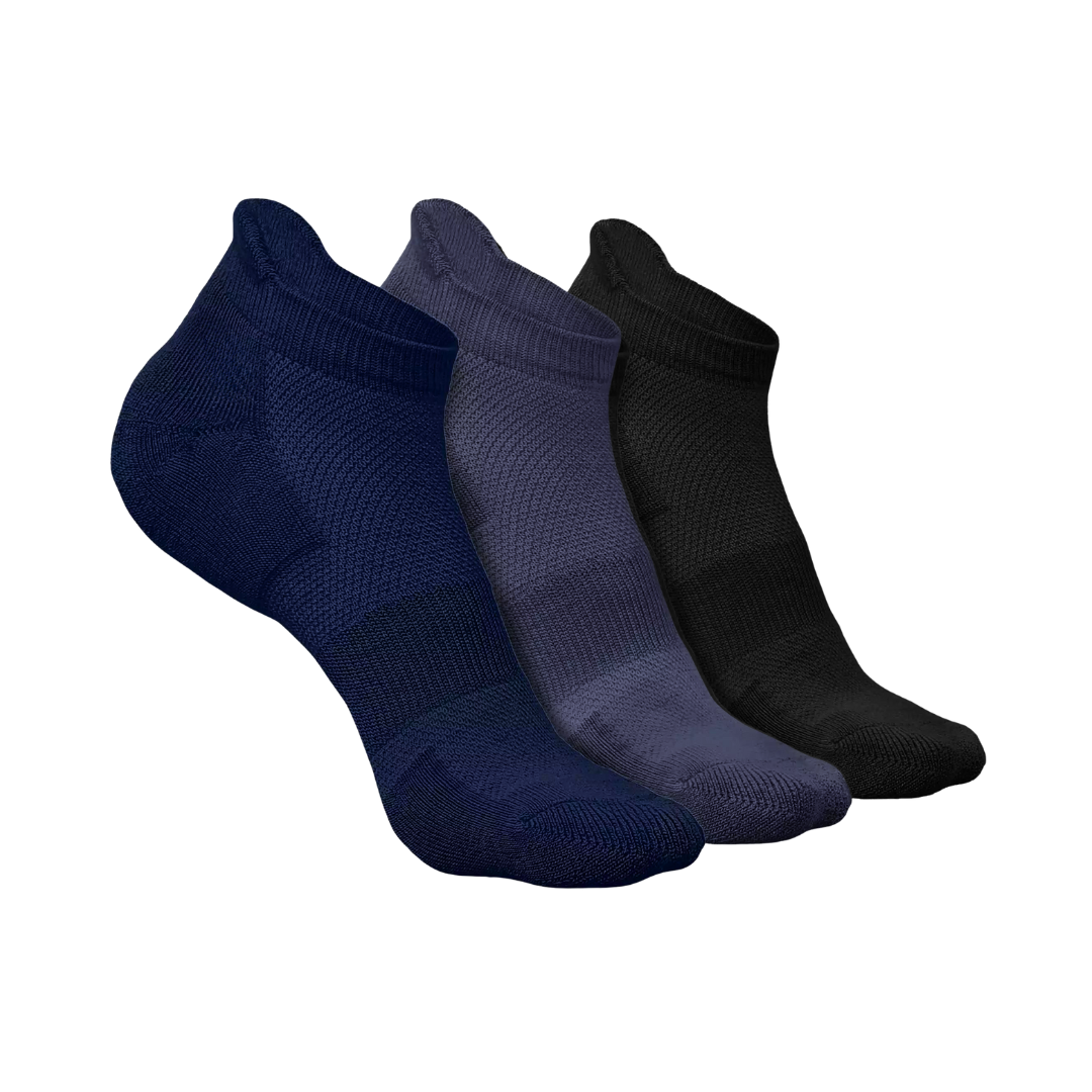 SuperGeneriX Bamboo Socks for Men (Pack of 3) | Ankle Length | Odor-Free Bamboo Socks | Soft Bamboo Socks | Cushioned Bamboo Socks | Breathable Socks | Durable Bamboo Socks | Blue, black, Navy blue