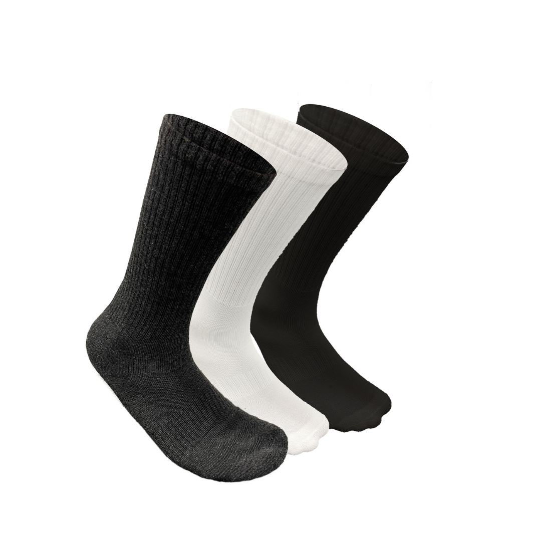 Chaussettes de sport pour hommes | Chaussettes de course à pied | Lot de 6 (blanc, noir, gris)