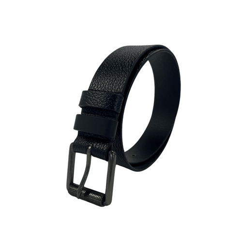 Ceinture classique en cuir pleine fleur noir pour jeans et tenues de soirée