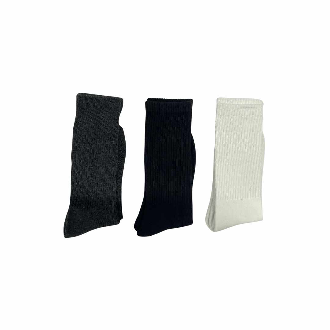 Athletic Crew Socks for Men | Running Crew Length Socks | Pack of 6 (White, Black, Grey)