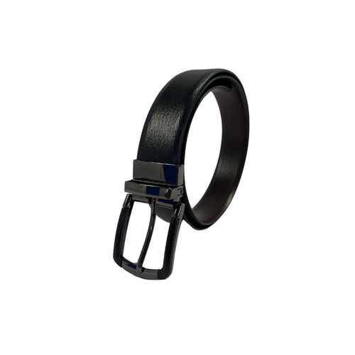 Men's Two-in-One Reversible Black and Brown Leather Belt