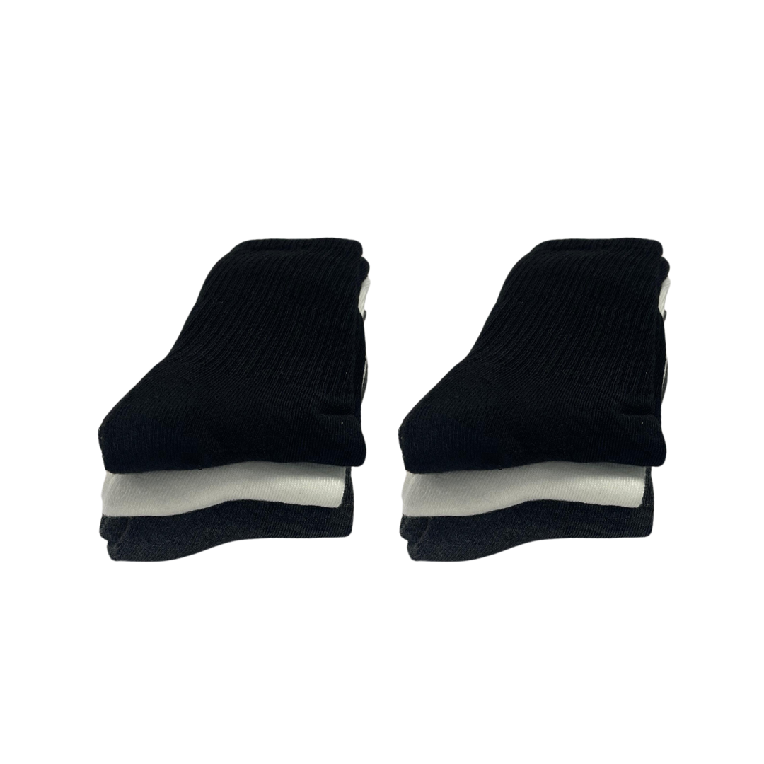 Chaussettes de sport pour hommes | Chaussettes de course à pied | Lot de 6 (blanc, noir, gris)