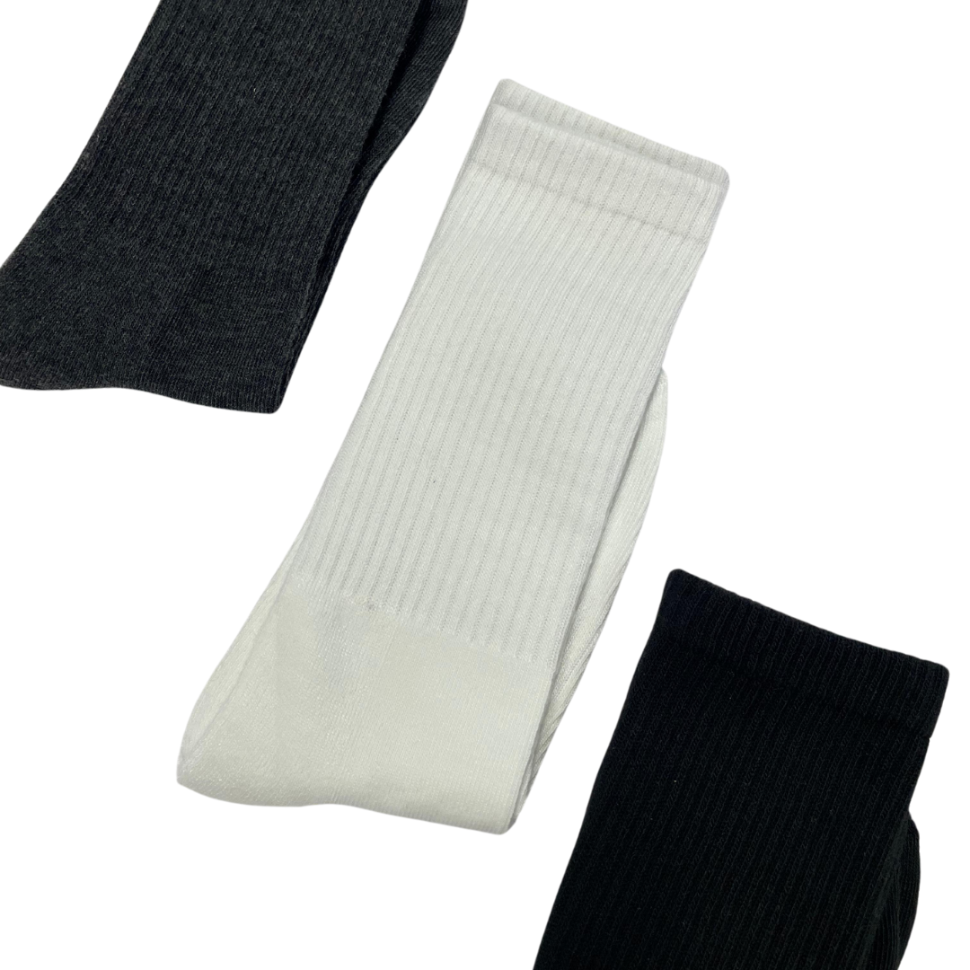 Athletic Crew Socks for Men | Running Crew Length Socks | Pack of 6 (White, Black, Grey)