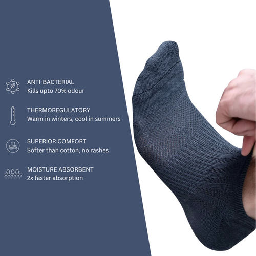 SuperGeneriX Bamboo Socks for Men | Odor-Free Bamboo Socks | Soft Bamboo Socks | Cushioned Bamboo Socks | Breathable Socks | Durable Bamboo Socks (5, Blue)