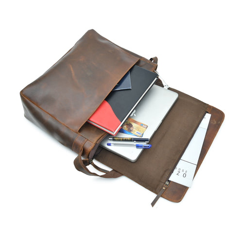 Top Grain Leather Crossbody Bag | Laptop Messenger Bag for Office