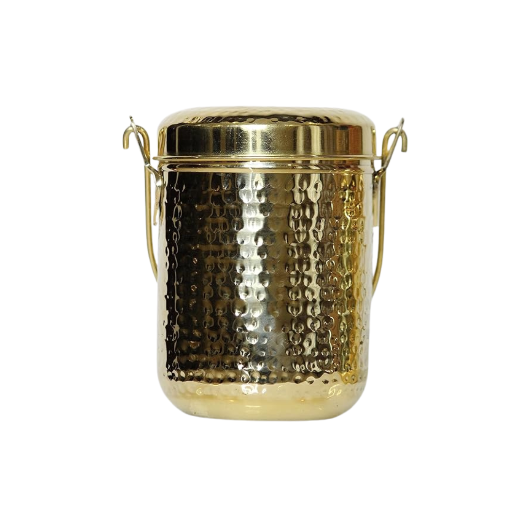 Pure Brass Milk Pot with Airtight Lid | Handcrafted Brass Kitchen Vessel | 250 ML