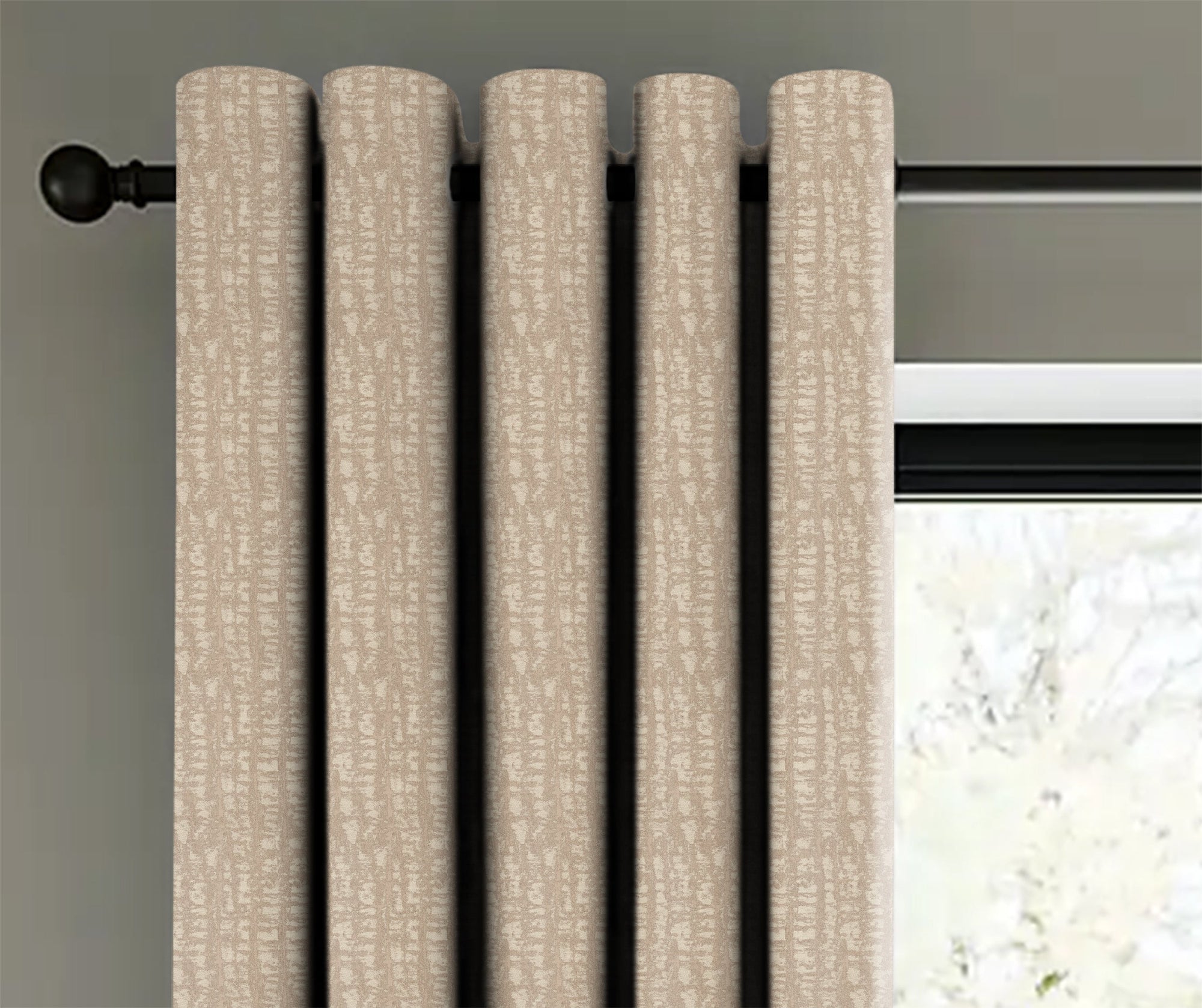 Casableu Valencia Polyester Eyelets (Steel) Blackout Curtains with Tie Back, Bedroom Living Room