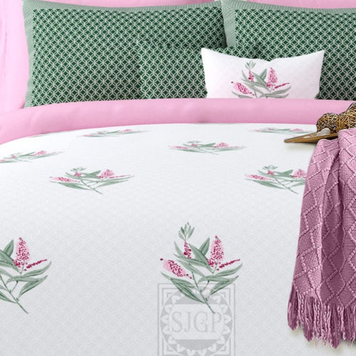 Snow White Pillowcases with Pink Floral Print, Coordinated Pillow Covers, Soft, Durable, and Elegant for Everyday Comfort (108