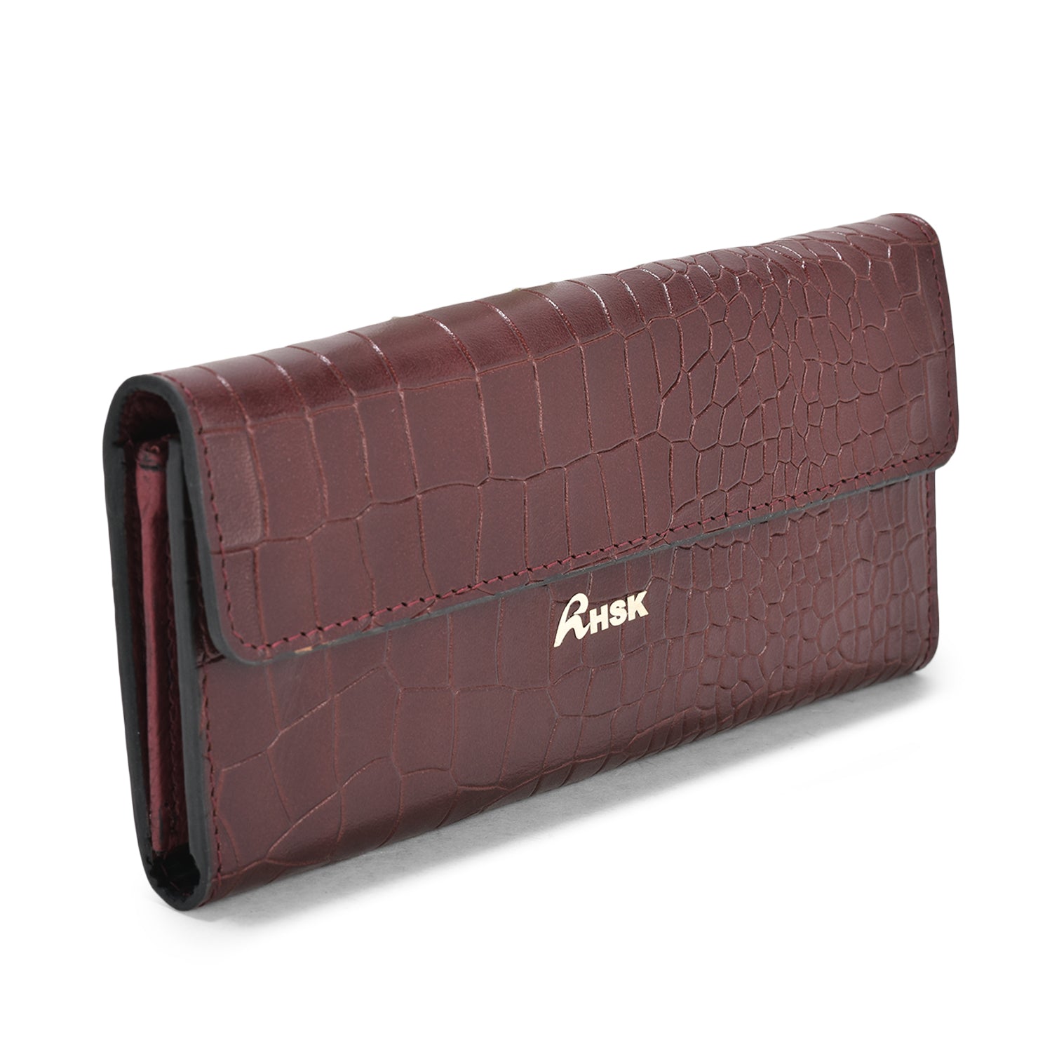 Hardley Croc Leather Wallet, Premium Maroon Leather, Compact and Stylish, Perfect for Daily Use and Special Occasions (Maroon)