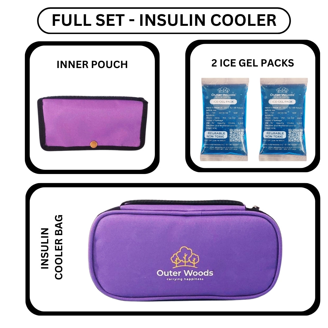 Outer Woods Insulin Cooling Travel Pouch for Diabetics with Two Ice Gel Packs | Ice Pack for Insulin | Insulin Cooler Bag for Travel | Keep Insulin Safe and Cool for 6 to 8 Hours