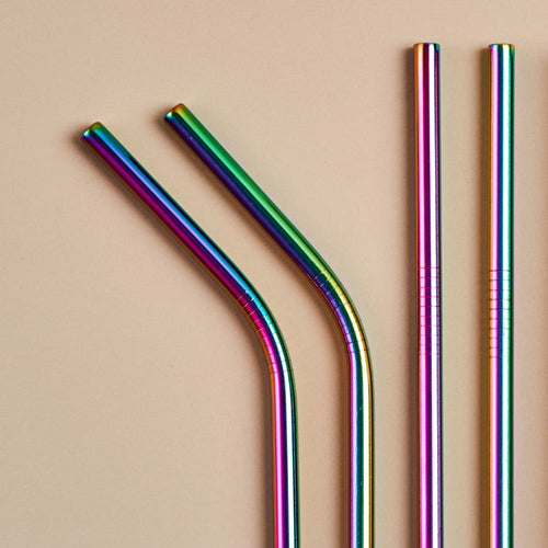 Stainless Steel Straws With Cleaner - Rainbow (1 ST+1 Bend)