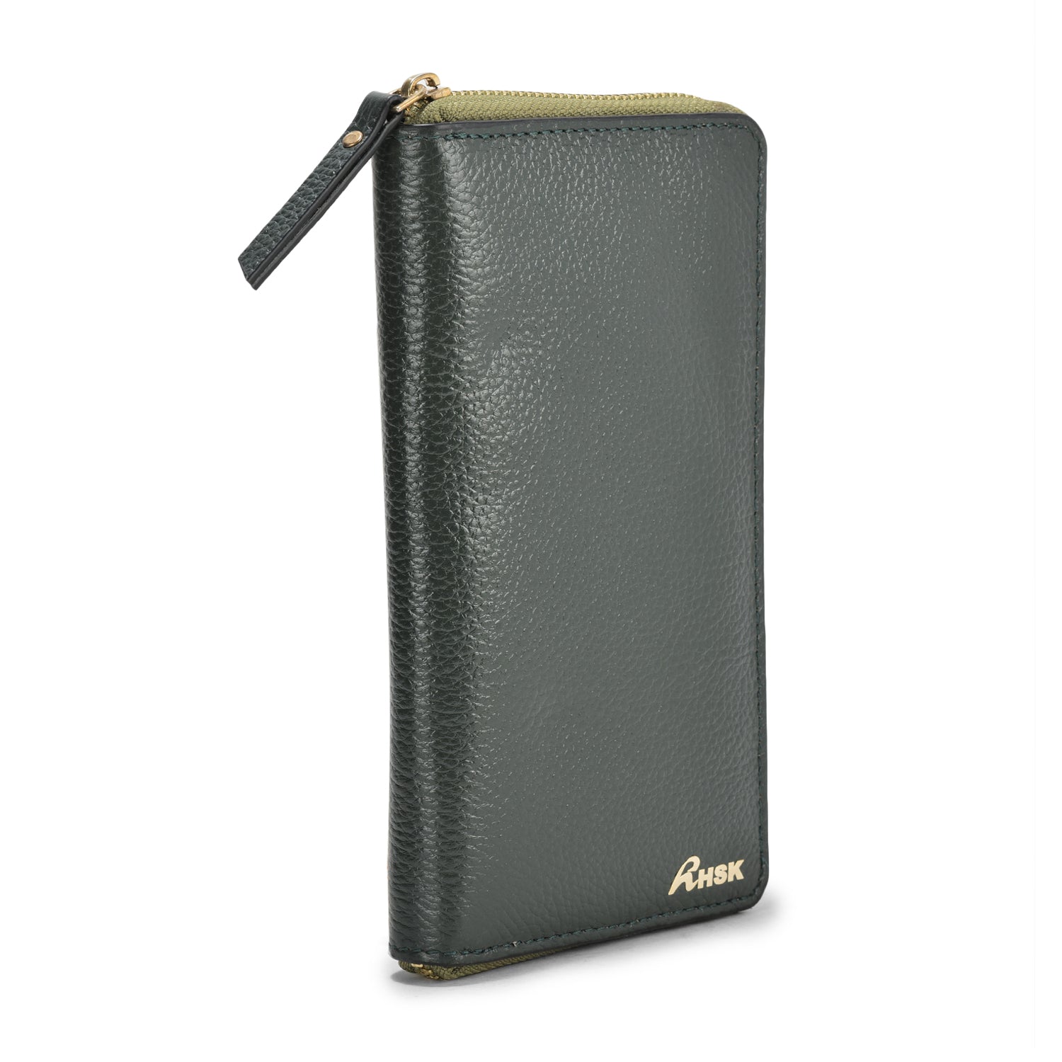 Kitty Grain Leather Wallet, Stylish Green Leather, Slim Design, Ideal for Casual and Formal Wear (Green)