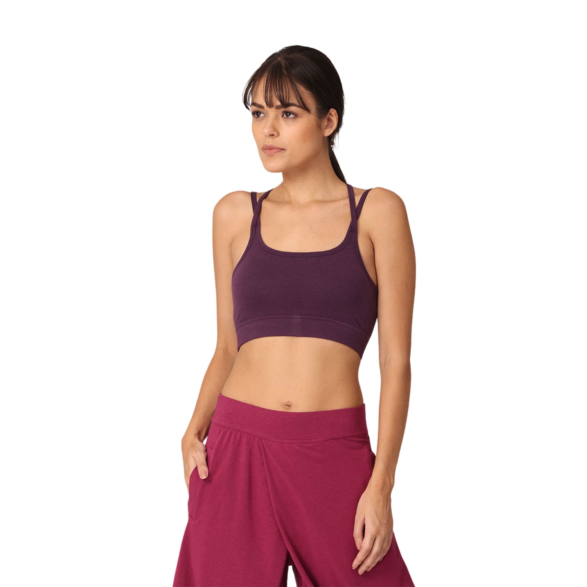 Yoga Crossback Bra with Moisture-Wicking Technology | Organic Cotton & Bamboo Bralette with Removable Pad Pockets