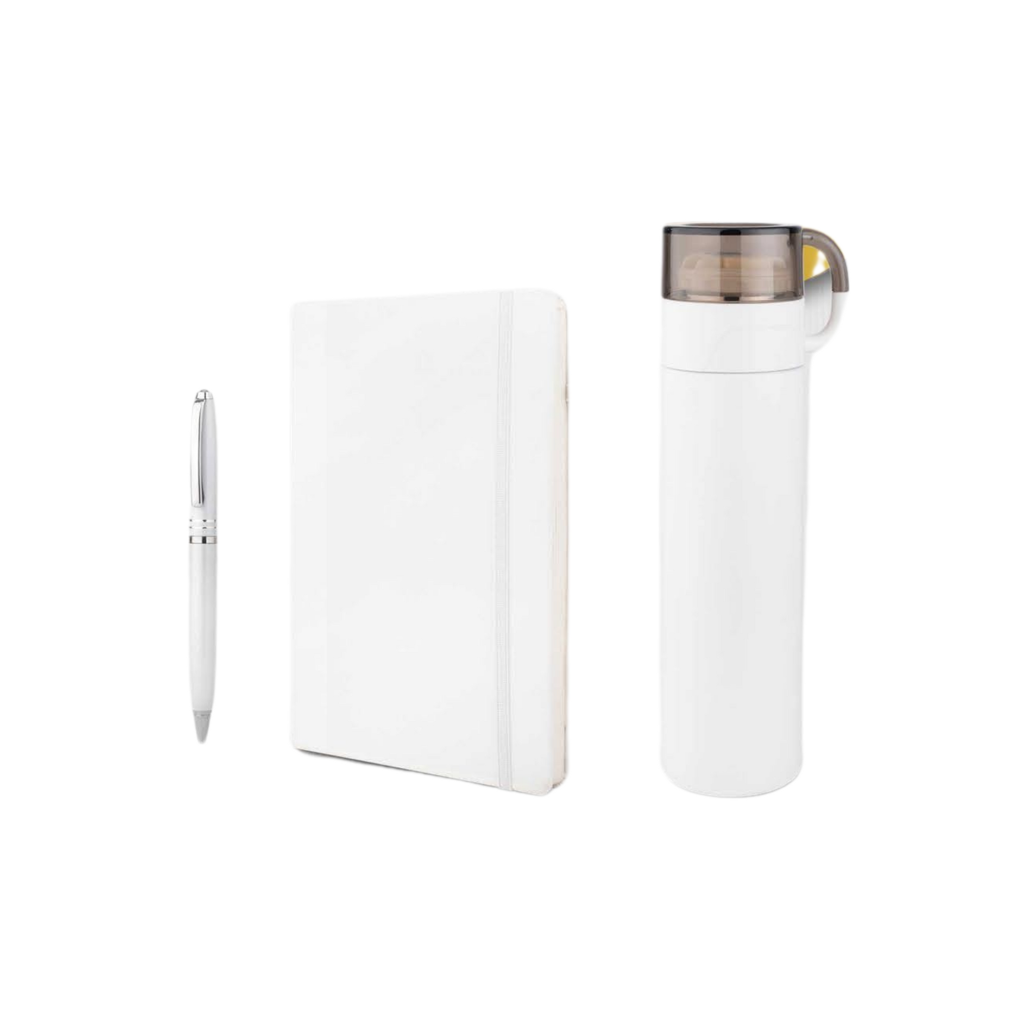 Stylish Corporate Gift Set with A5 Journal Notebook, Premium Metal Pen & Bottle | 3-in-1 Personalized Gift Set for Executives, Travelers & Special Occasions (White, 192 Pages)