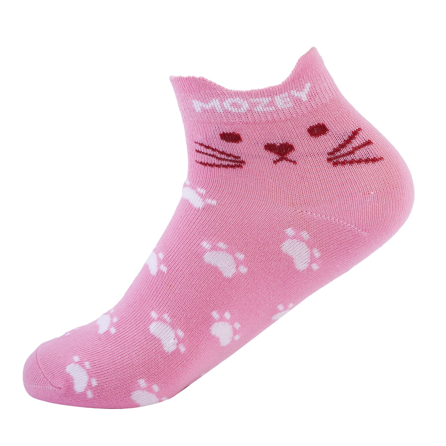 Ankle Cat Sneaker Socks, Premium Cotton Blend, Lightweight & Superior Grip, Extra Durability &  Perfect for Everyday and Casual Wear (Tommy Pink/White)