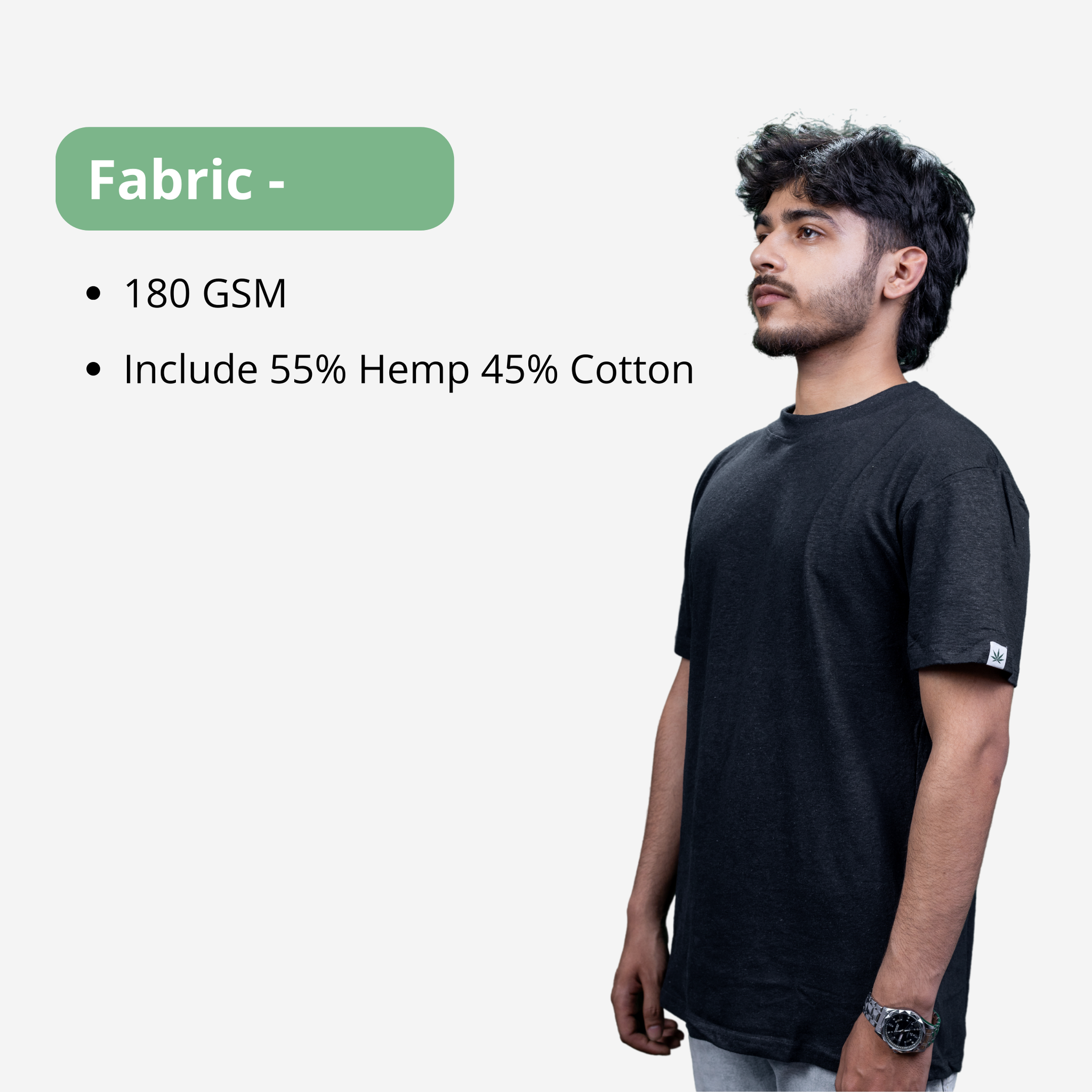 TruHemp Hemp T-Shirt for Men, Soft Crew Neck Tee Short Sleeve T-Shirt , Hemp & Cotton Blend T Shirt, Jersey fabric 180 GSM 55%Hemp 45% Cotton ( Black)