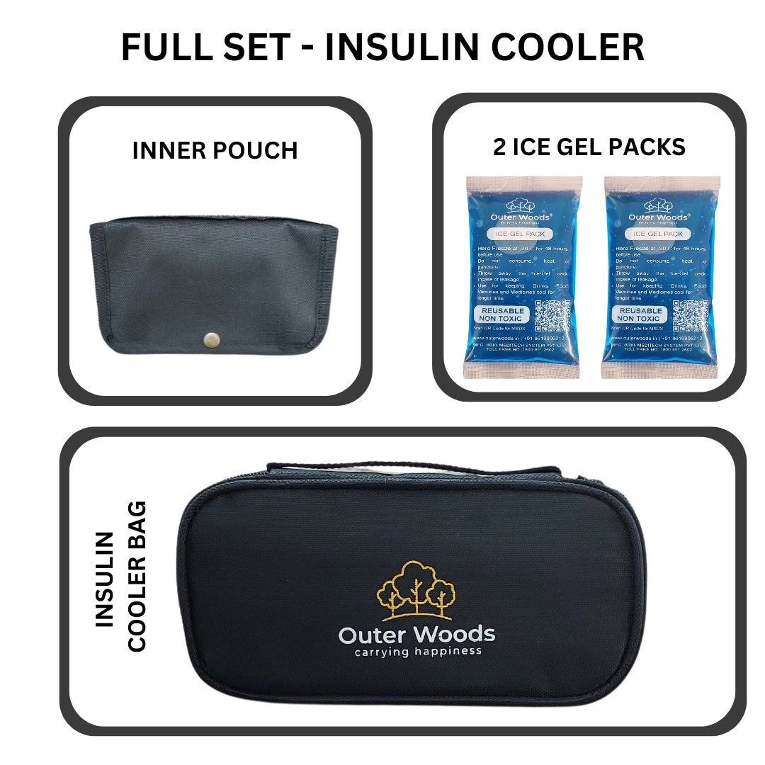 Outer Woods Insulin Cooling Travel Pouch for Diabetics with Two Ice Gel Packs | Ice Pack for Insulin | Insulin Cooler Bag for Travel | Keep Insulin Safe and Cool for 6 to 8 Hours