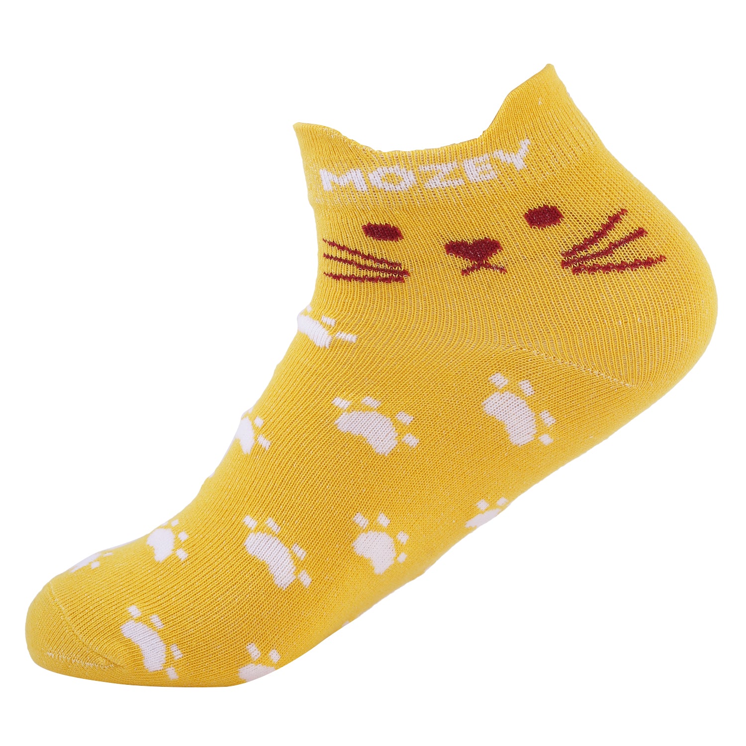 Ankle Cat Sneaker Socks, Premium Cotton Blend, Lightweight &  Perfect for Everyday and Casual Wear (Yellow/White)